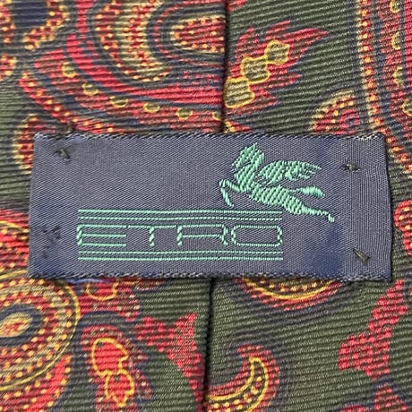 MADE IN USA製 VINTAGE ETRO ペイズリー柄シルクネクタイ グリーン×ボルドー