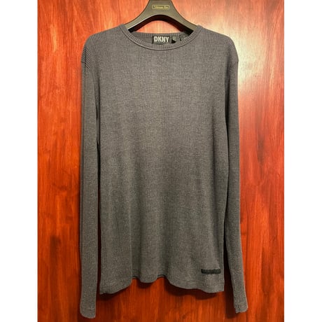 MADE IN USA製 90s DKNY Donna Karan New York 長袖ニットカットソー チャコールグレー Mサイズ