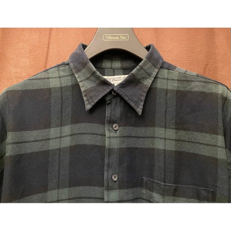 MADE IN USA製 INDIVIDUALIZED SHIRTS 長袖チェック柄フランネルシャツ グリーン×ネイビー XLサイズ