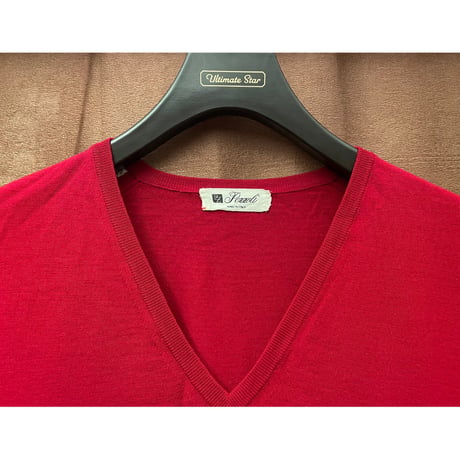 MADE IN ITALY製 Pezzoli ウールニットベスト レッド 0サイズ