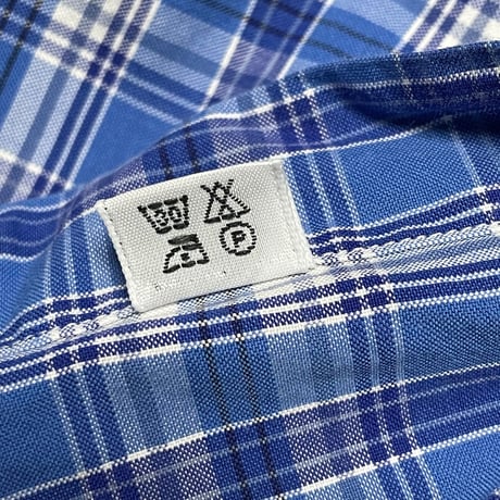 MADE IN ITALY製 Finamore 長袖チェックシャツ ブルー Mサイズ