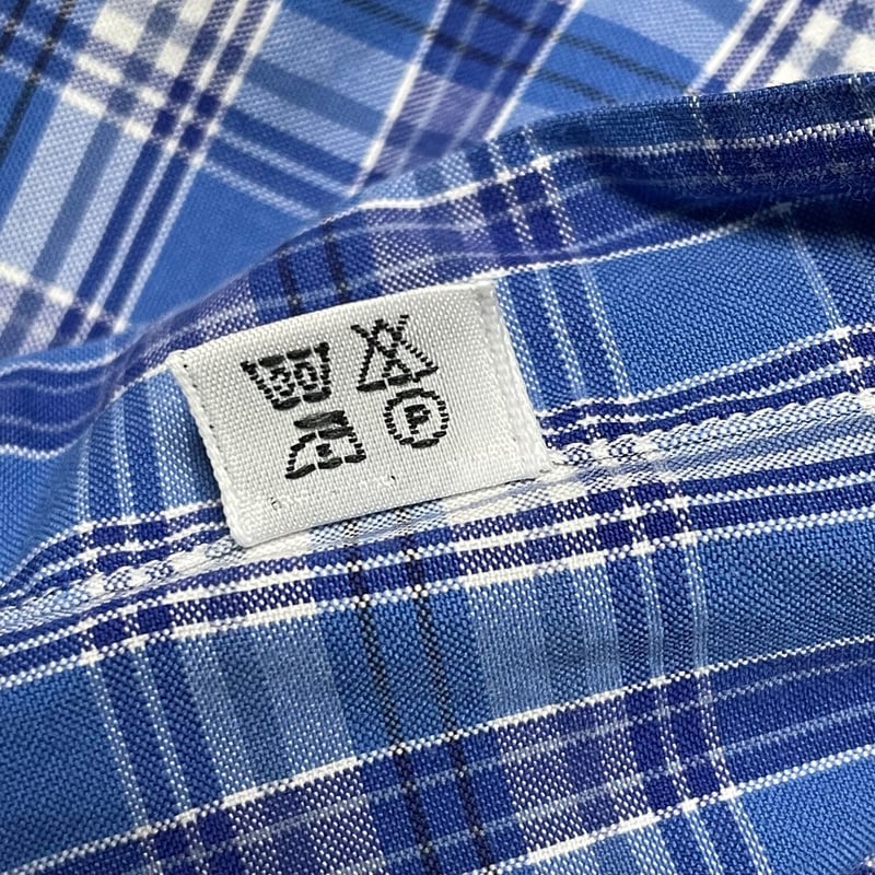 MADE IN ITALY製 Finamore 長袖チェックシャツ ブルー Mサイズ | Ul