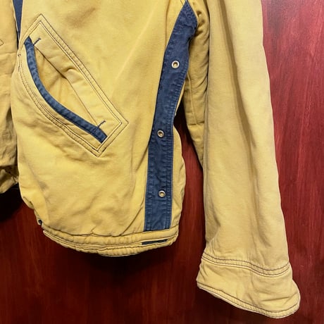 MADE IN ITALY製 90s SOVIET by WALTER DE VIRGILIIS ダック生地フルジップコットンジャケット イエロー XLサイズ