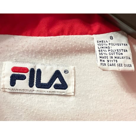 FILA フルジップナイロンジャケット ホワイト×レッド×ネイビー 8サイズ