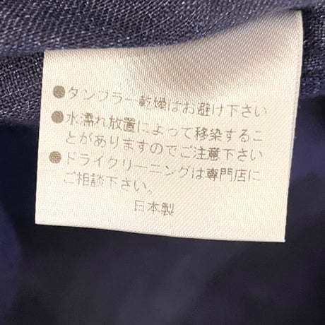 MADE IN JAPAN製 BARNEYS NEWYORK Cotonificio Albini 生地 長袖リネンシャツ ネイビー Sサイズ