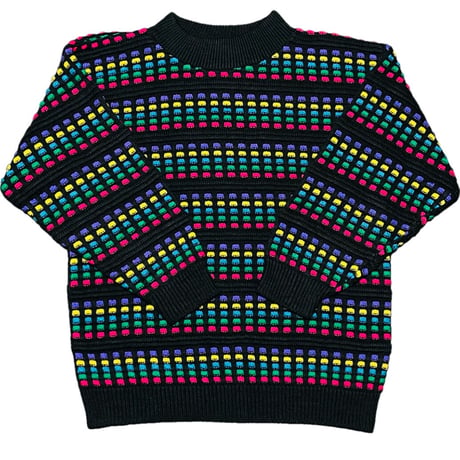 ▲訳あり商品▲ MADE IN USA製 big city ネオンカラー3Dセーター ブラック