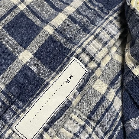 MADE IN ITALY製 JACOB COHEN 長袖コットンリネンチェックシャツ ネイビー 40/15-3/4サイズ