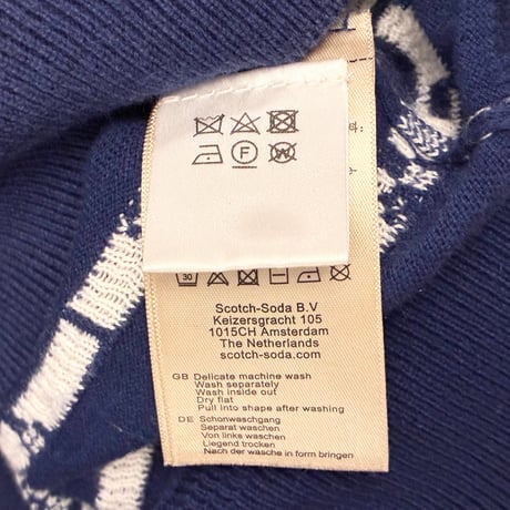 SCOTCH & SODA 総柄 コットンカシミヤ クルーネックセーター ネイビー Sサイズ