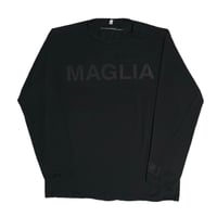 ★新品★ MADE IN ITALY製 MAGLIA 2025年SSモデル L-2814B ロゴプリントクルーネック長袖Tシャツ ブラック S～XLサイズ
