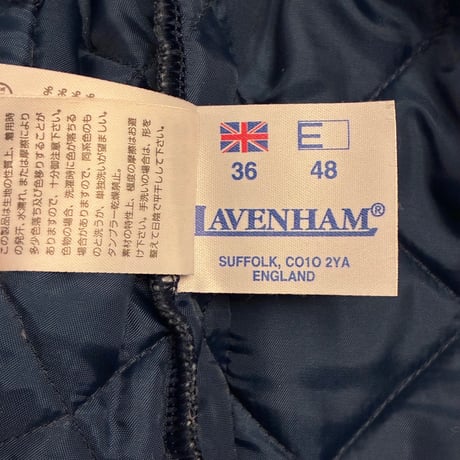 MADE IN ENGLAND製 LAVENHAM フード付きキルティングジャケット ネイビー 36/48サイズ