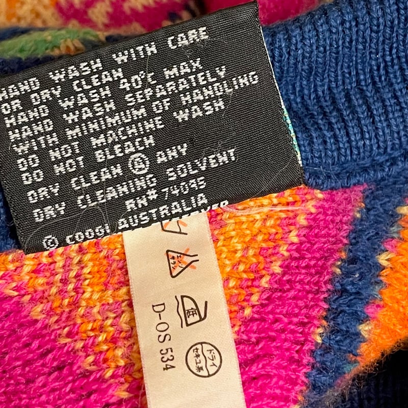 MADE IN AUSTRALIA製 COOGI 3Dニットウールセーター マルチカラー Sサ
