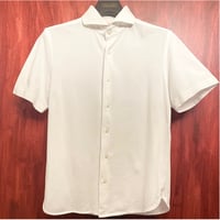 【BARNEYS NEWYORK 取り扱い】 MADE IN ITALY製 GUY ROVER 半袖鹿の子ニットシャツ ホワイト Mサイズ