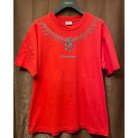 MADE IN USA製 Hanes HEAVYWEIGHTボディ プリントTシャツ レッド Lサイズ