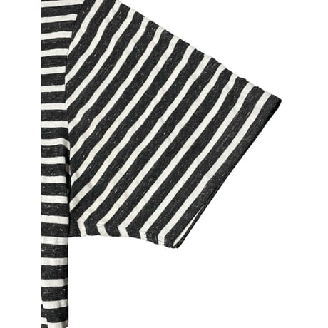 DENHAM リネン混半袖ボーダーTシャツ ブラック×ホワイト Sサイズ