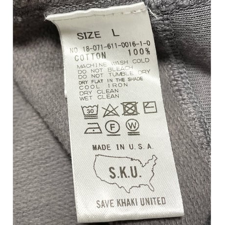 ▲訳あり商品▲【JOURNAL STANDARD取り扱い】MADE IN USA製 SAVE KHAKI UNITED 半袖スウェットTシャツ チャコールグレー Lサイズ