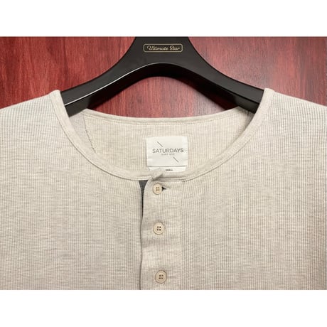 SATURDAYS SURF NYC ヘンリーネック長袖サーマルニットTシャツ アイボリー Sサイズ