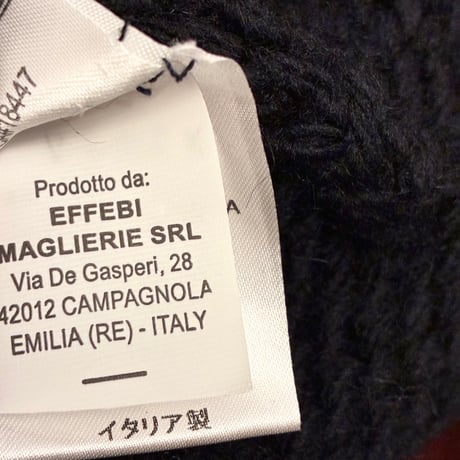 MADE IN ITALY製 VNECK ツートンカラー タートルネックウールセーター ブラック×グレー 48サイズ