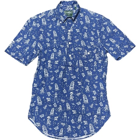 【BEAMS 取り扱い】 MADE IN USA製 GITMAN VINTAGE ボタンダウンプルオーバーアロハシャツ ネイビー XSサイズ