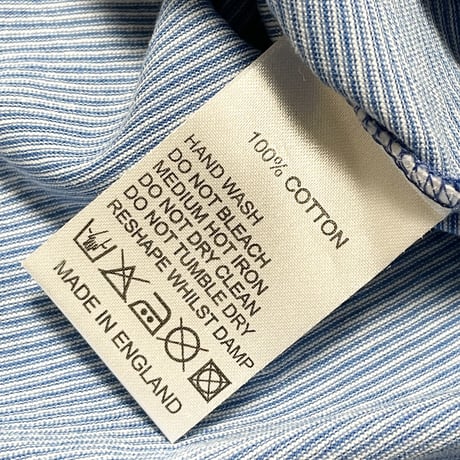 MADE IN ENGLAND製 SUNSPEL ボーダー柄半袖VネックTシャツ ライトブルー Mサイズ