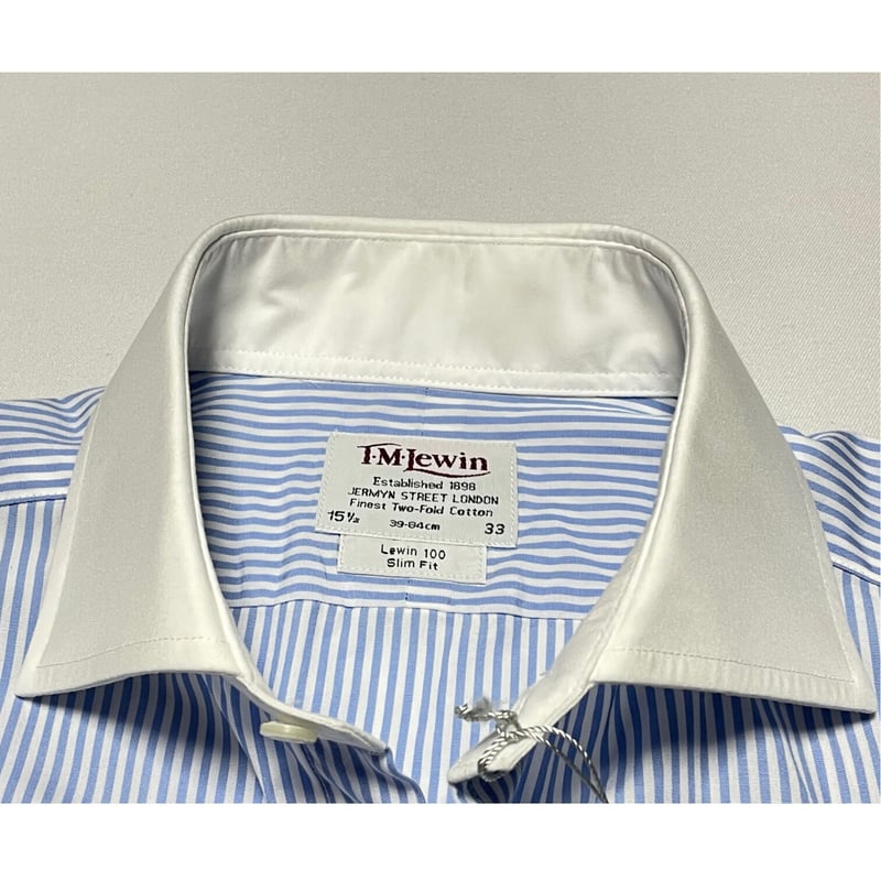 T.M. Lewin SLIM FIT クレリックダブルカフス長袖ストライプ柄