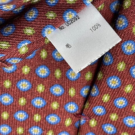 ▲訳あり商品▲ MADE IN ITALY製 DANIEL 1956 MILANO 小紋柄ウールネクタイ エンジ