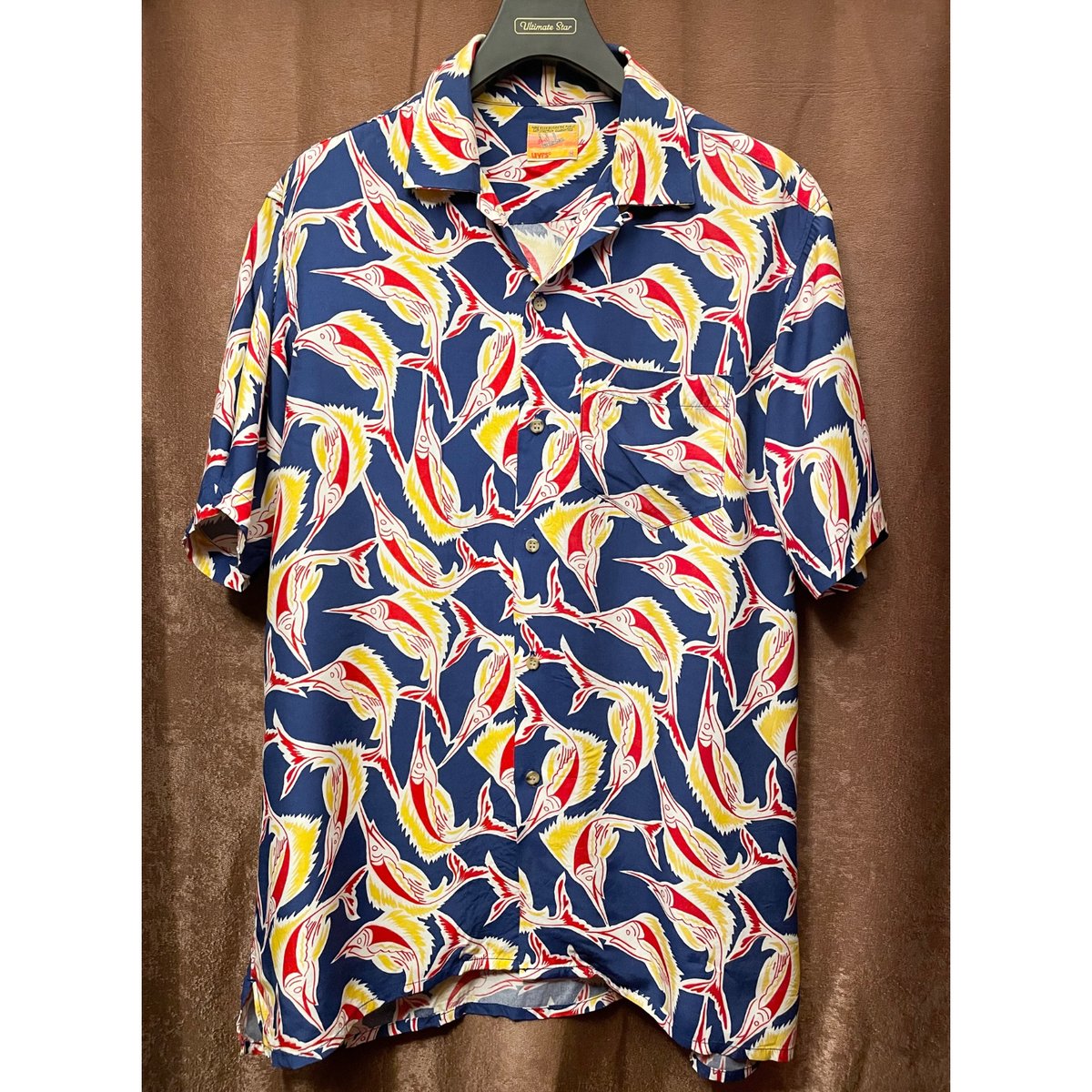 激レア denime 90s ヴィンテージアロハシャツ　刀柄　レーヨン　Lサイズ 激レア denime 90s ヴィンテージアロハシャツ刀柄レーヨンLサイズ