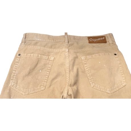 MADE IN ITALY製 DSQUARED2 ダメージ加工コーデュロイパンツ ベージュ 50サイズ