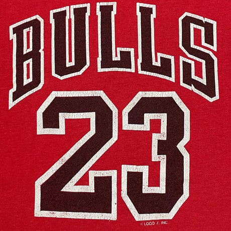 MADE IN USA製 90s LOGO7 BULLS 23 JORDANモデル タンクトップ レッド Lサイズ