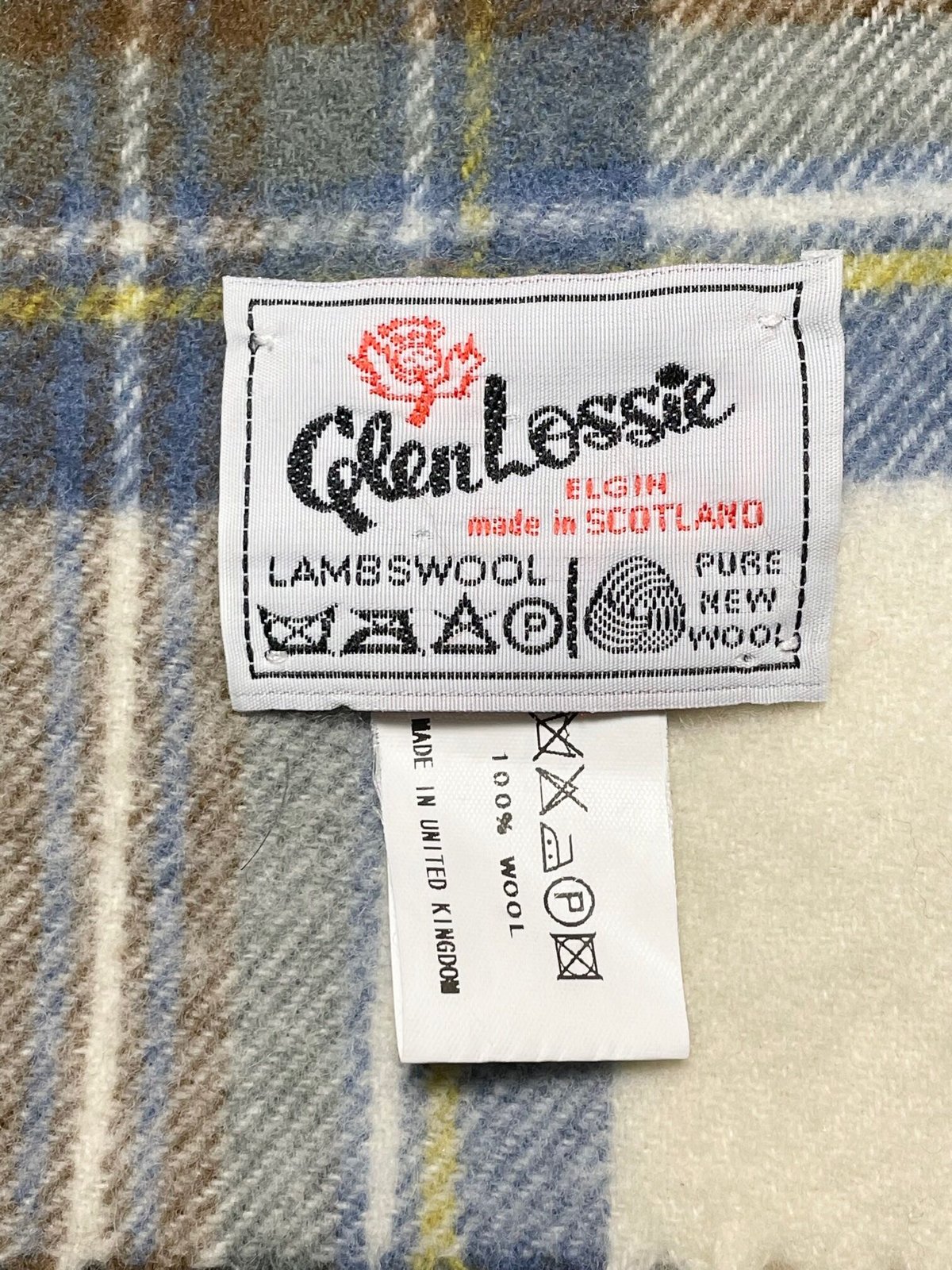 MADE IN ENGLAND製 Glen Lossie 大判チェック柄ウールマフラー マルチ...