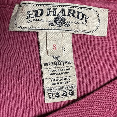 Ed Hardy Tシャツ重ね着長袖サーマル ワイン Sサイズ