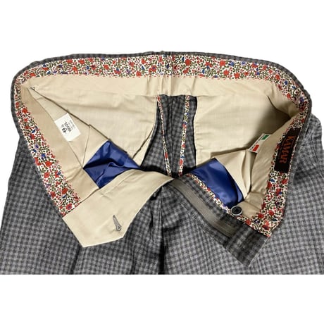 MADE IN ITALY製 KAMAR pantaloni チェック柄ウールスラックス グレー 46サイズ