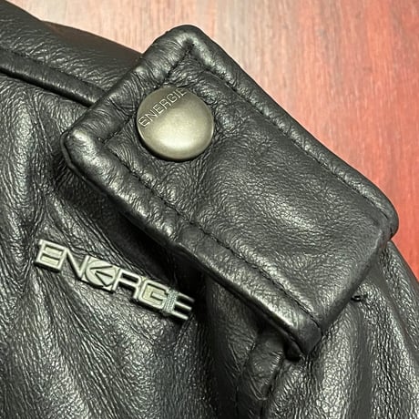 ENERGIE 襟付きレザーライダースジャケット ブラック Mサイズ