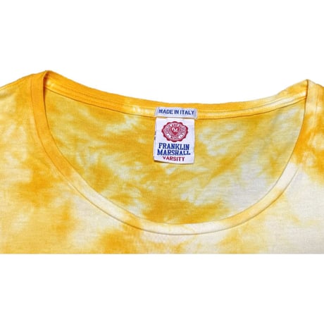 MADE IN ITALY製 FRANKLIN MARSHALL VARSITY タイダイ染めプリントTシャツ イエロー Lサイズ