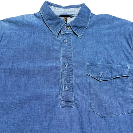 nudie jeans オーガニックコットン長袖デニムプルオーバーシャツ インディゴ Sサイズ