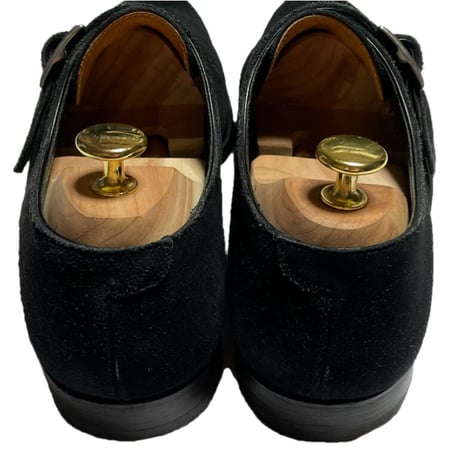 MADE IN ENGLAND製 CROCKETT & JONES MITCHELL スウェードモンクストラップシューズ ブラック 8 1/2 E/27cmサイズ