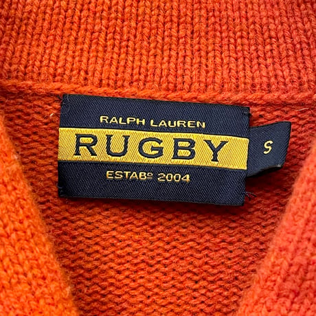 RALPH LAUREN RUGBY ショールカラーウールセーター オレンジ Sサイズ