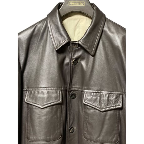 定価15万 ブートニエール付き MADE IN ITALY製 LARDINI ラムレザージャケット ダークブラウン 48サイズ