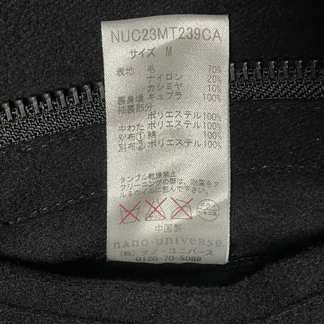 NANO UNIVERSE Wool&Cashmere ITALIAN MELTON ダッフルコート ブラック Mサイズ