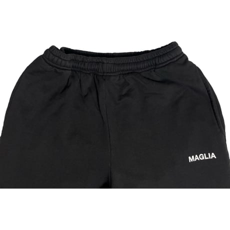 ★新品★ MADE IN ITALY製 MAGLIA 2025年SSモデル P-2800B ロゴプリント裏パイルスウェットパンツ ブラック S～XLサイズ ユニセックス
