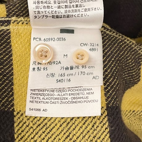 MADE IN ITALY製 LEVI'S VINTAGE CLOTHING 1950's ショートホーン 長袖ブロックチェックネルシャツ イエロー×ブラック Mサイズ