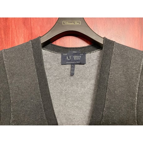 ARMANI JEANS コットンニットベスト チャコールグレー Sサイズ