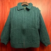 MADE IN IRELAND製 BRANIGAN WEAVERS ウールフルジップニットジャケット グリーン Mサイズ