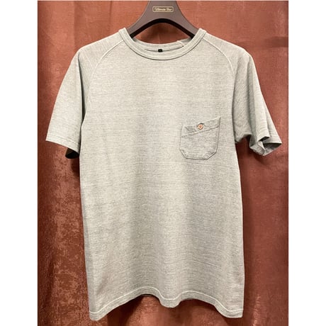 MADE IN JAPAN製 NIGEL CABOURN ヴィンテージ加工ポケット付き半袖Tシャツ グリーン 46サイズ