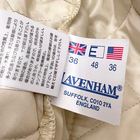MADE IN ENGLAND製 LAVENHAM フード付きキルティングジャケット アイボリー 36/48サイズ