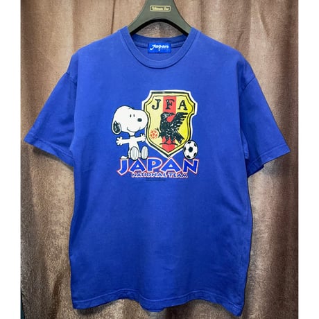 レア品 PEANUTS SNOOPY × JFA サッカー日本代表 コラボレーションモデルプリントTシャツ ブルー Sサイズ