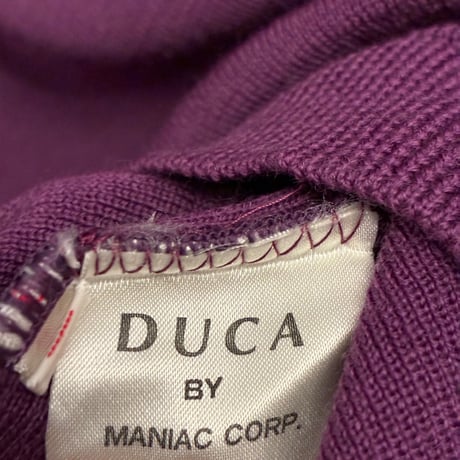 MADE IN ITALY製 DUCA COUTURE ラムウールハイネックセーター パープル Lサイズ