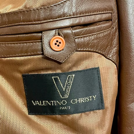 VALENTINO CHRISTY ラムレザーダブルコート ブラウン