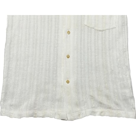 MADE IN ITALY製 Ermenegildo Zegna 半袖リネンコットンシャツ 生成り XS/46サイズ