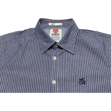 MADE IN ITALY製 FRANKLIN MARSHALL SLIM FIT 長袖ストライプシャツ ダンガリー Sサイズ