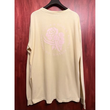 MADE IN USA製 VIOLA & ROSES 長袖プリントTシャツ ベビーイエロー XLサイズ